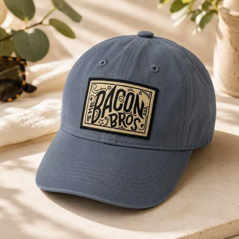 The Bacon Bros Adjustable Snapback Hat Blue Gray Trucker Dad Cap One Size
